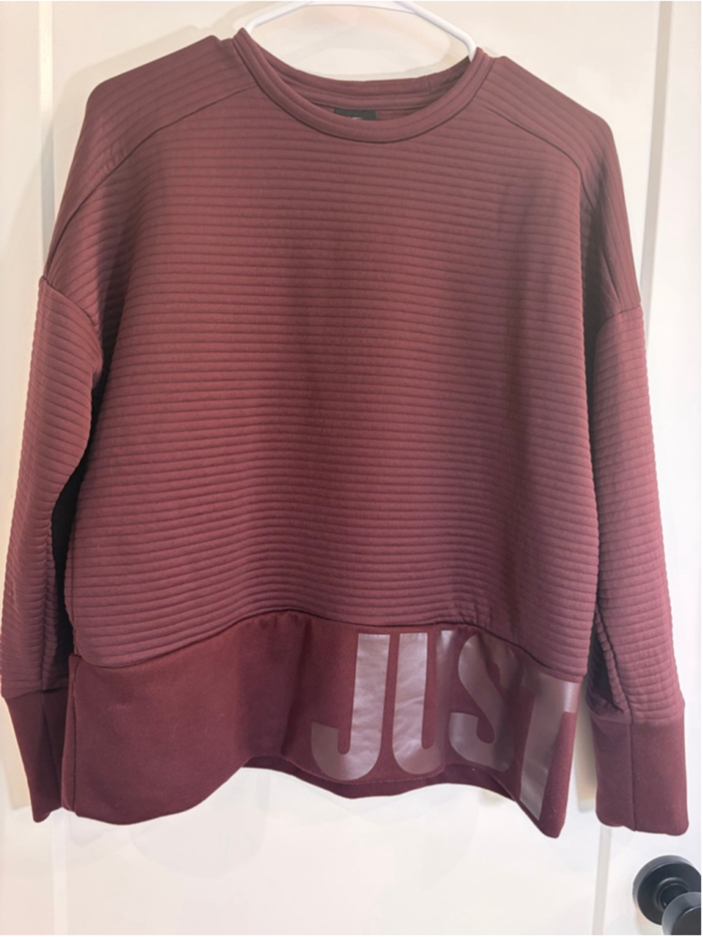 Nike Ribbed Maroon "Just Do It" Oversized Sweatshirt S